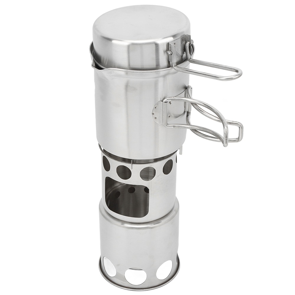 Camping Cooking Pot With Lid - Paslanmaz Çelik Kamp Tencere Seti Kaymaz