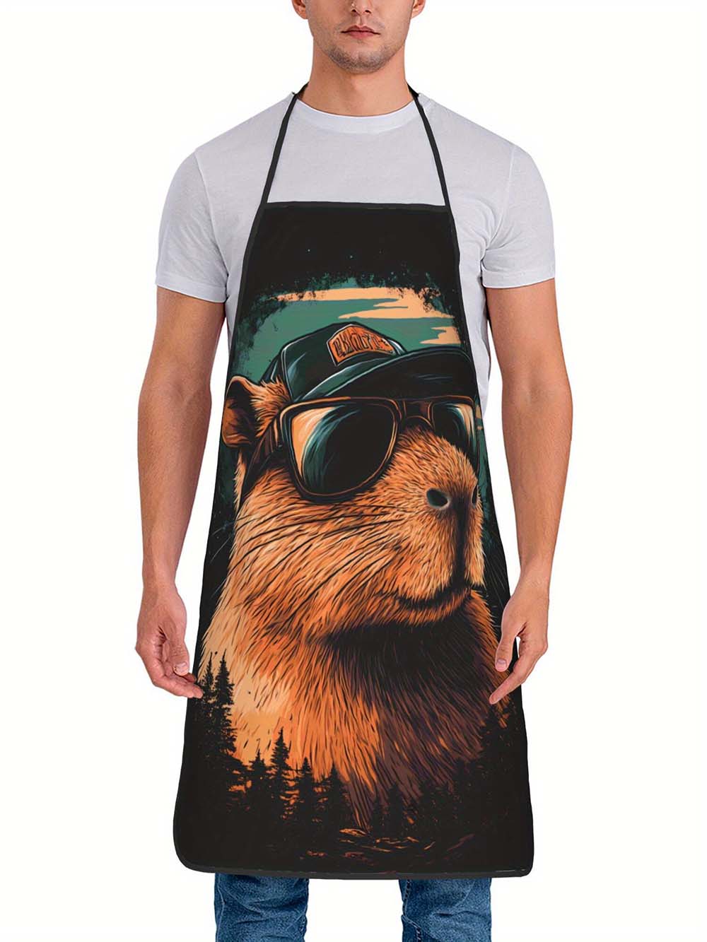 Camping Cooking In Forest - 1 adet serin Capybara ızgara önlüğü,