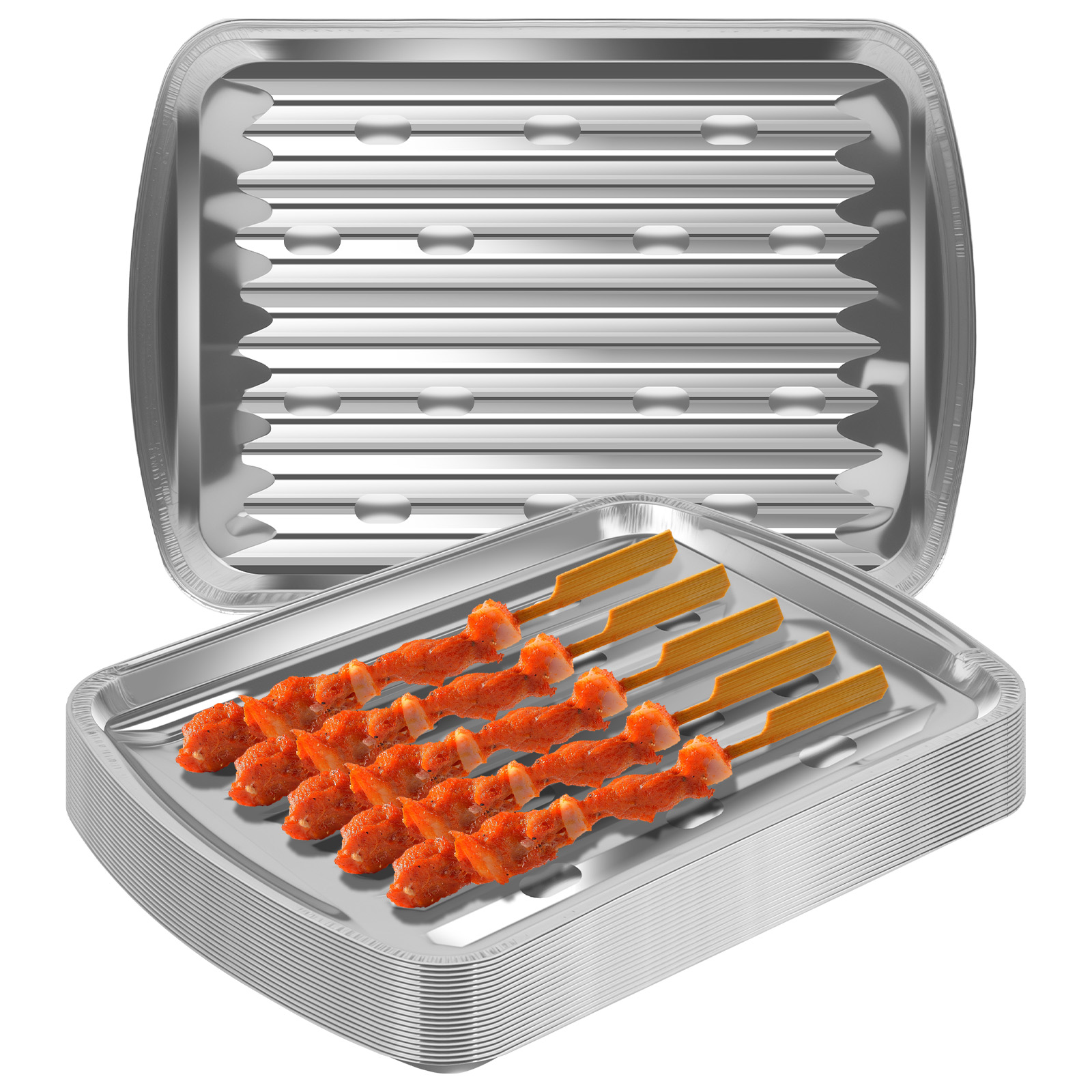 Camping Cooking Tray - Alüminyum Folyo Tepsiler Yapışmaz Pişirme Tavaları