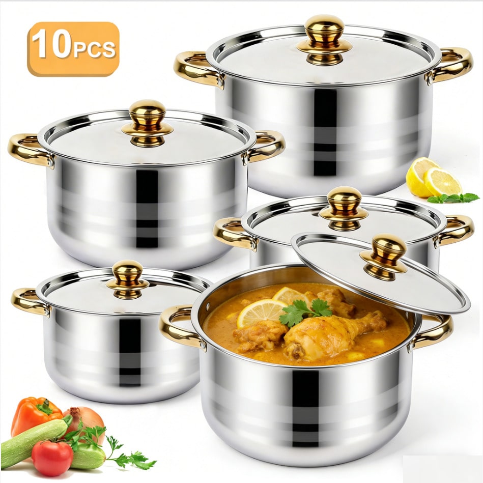 Camping Cooking Tool Set - Paslanmaz Çelik Tencere Seti Modern Lüks