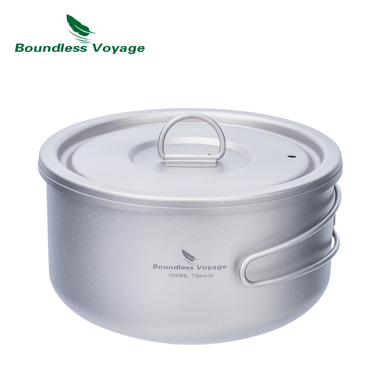 Camping Cooking Pot With Lid - Sınırsız Voyage Titanyum Kapaklı Kamp Pot