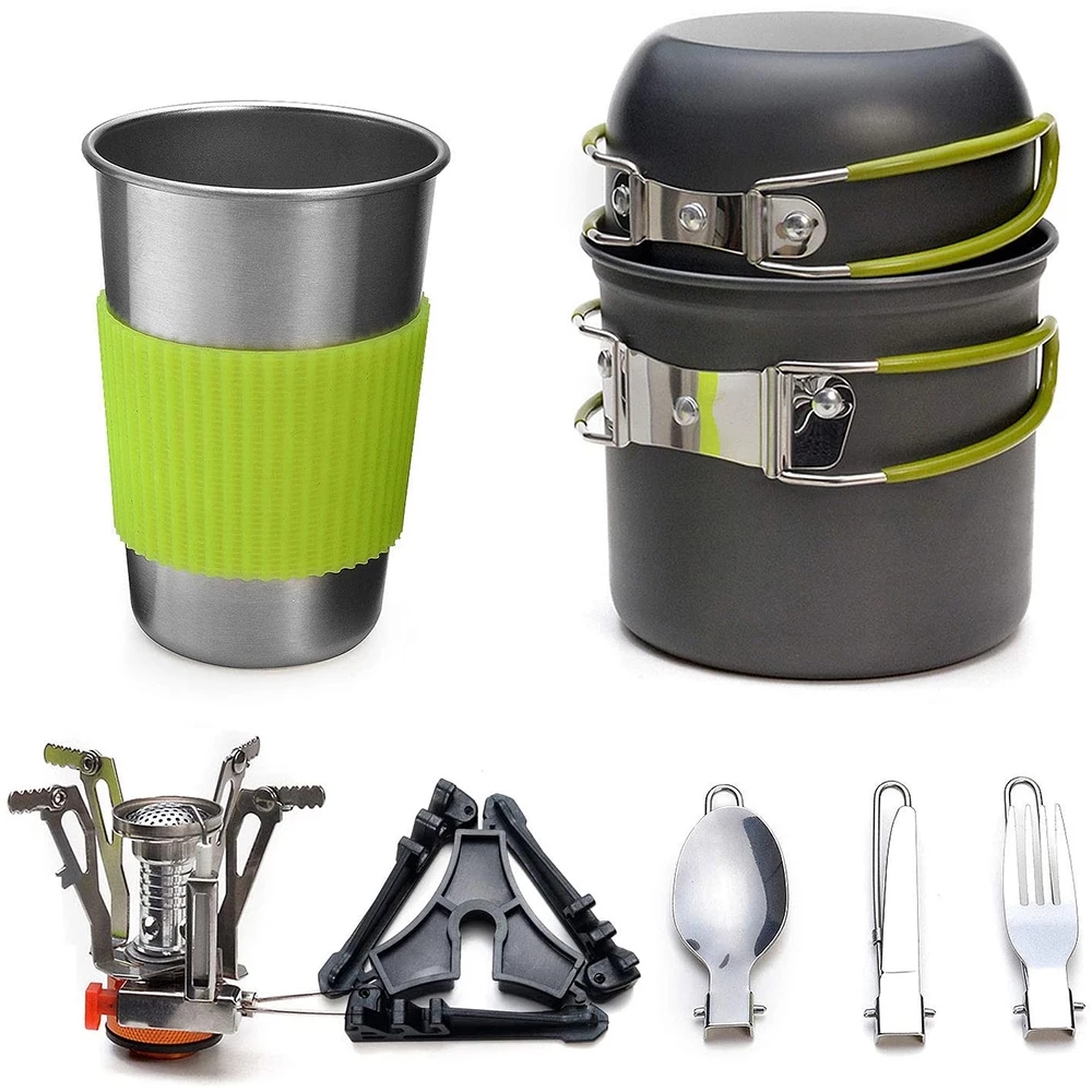 Camping Cooking Accessories Set - Kamp Tencere Seti Soba ile Açık